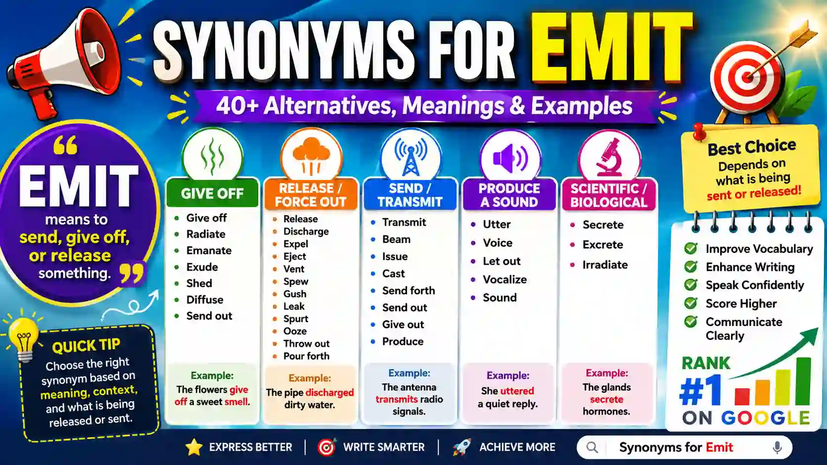 Synonyms for Emit