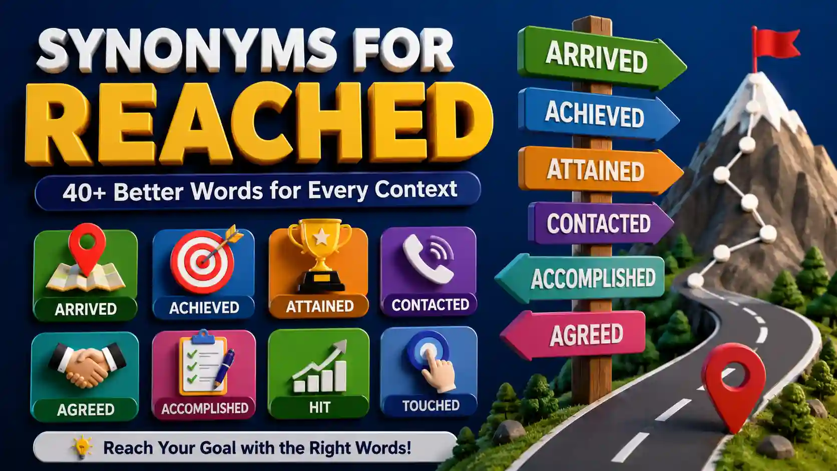 Synonyms for Reached
